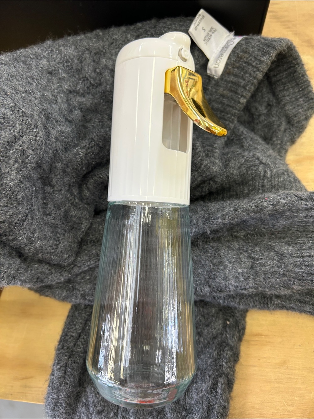 H&M White and Gold Glass Spray Bottle